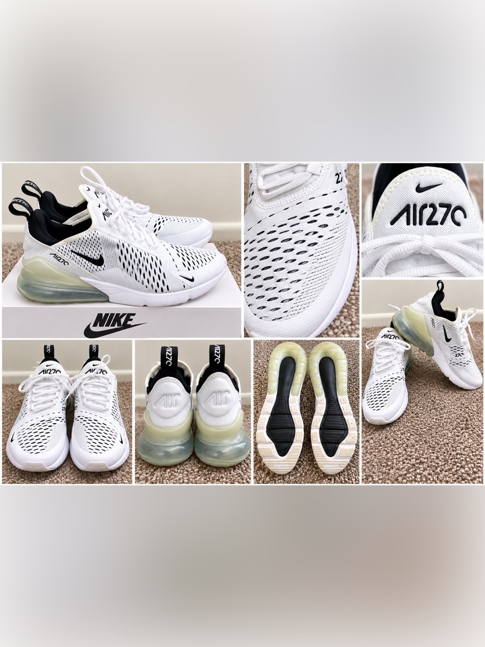 Nike Women’s White and Black Air 270 Size 9